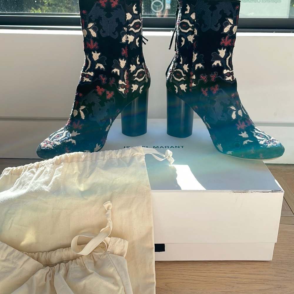 Isabel marant embroidered velvet boots